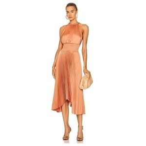 A.L.C Renzo II Satin Pleated Halter Cocktail Party Dress